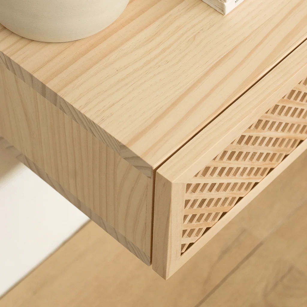 Ifach wooden floating bedside table 45 cm wide - Image 8