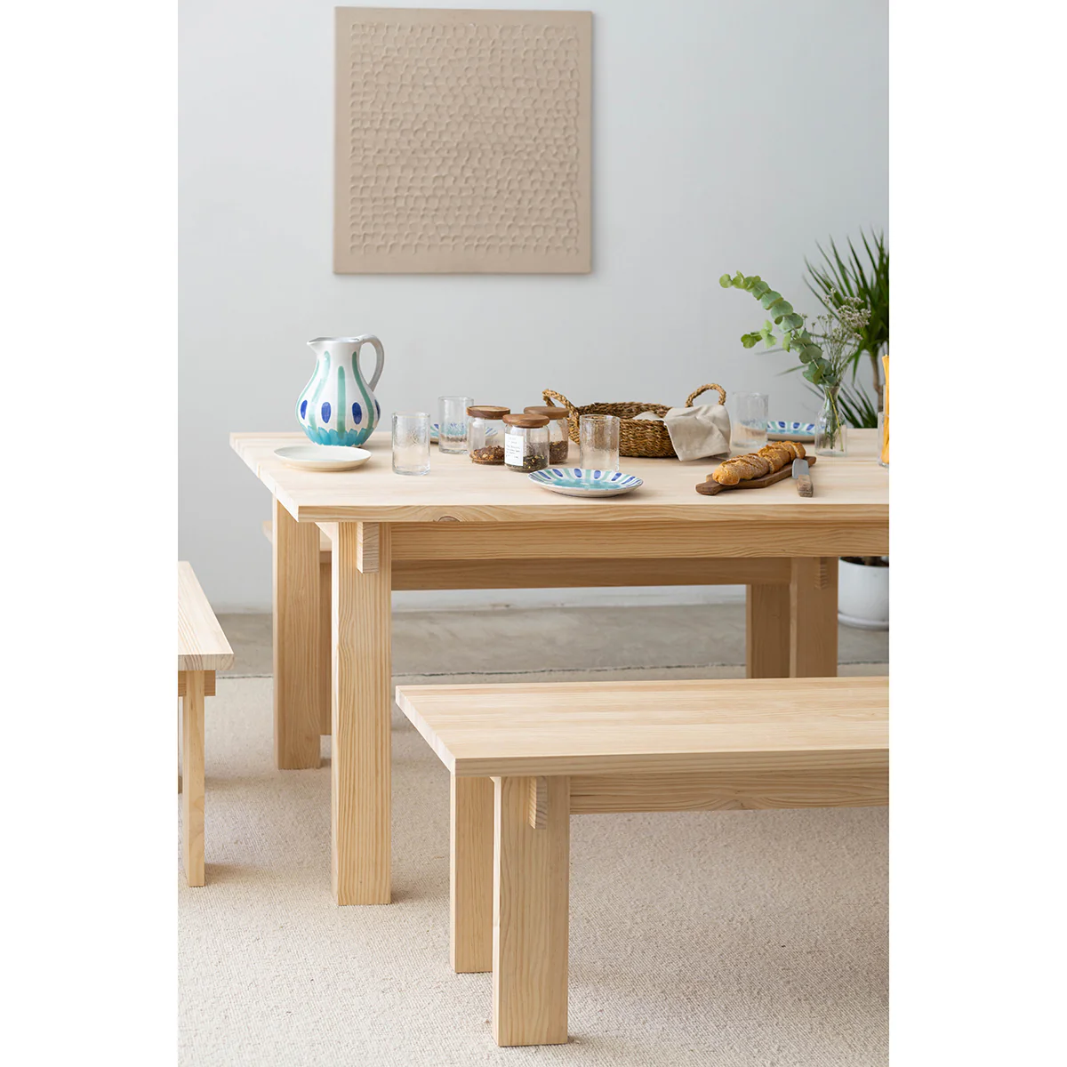 Begur large bench in solid pine wood 150 cm - Image 4
