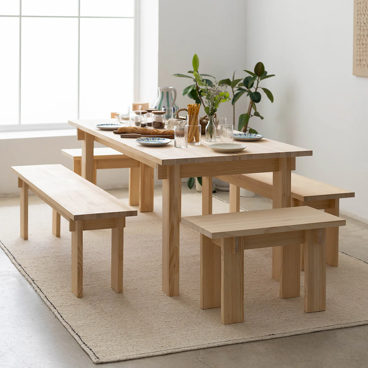Begur large bench in solid pine wood 150 cm - Image 5
