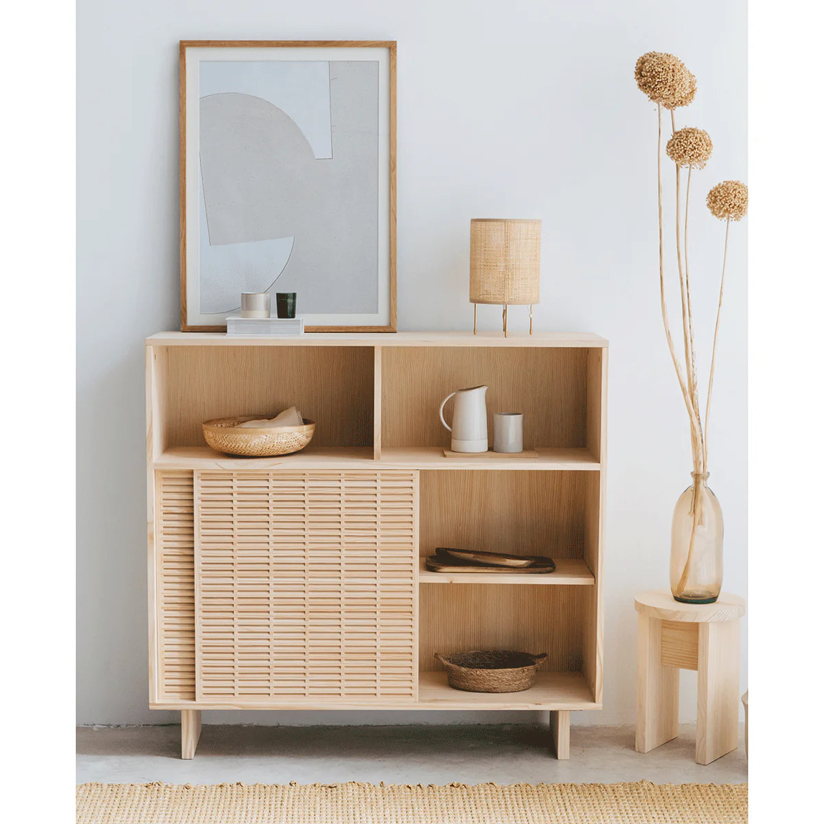 Sideboard Formentera pine with 2 doors 120 cm - Image 3
