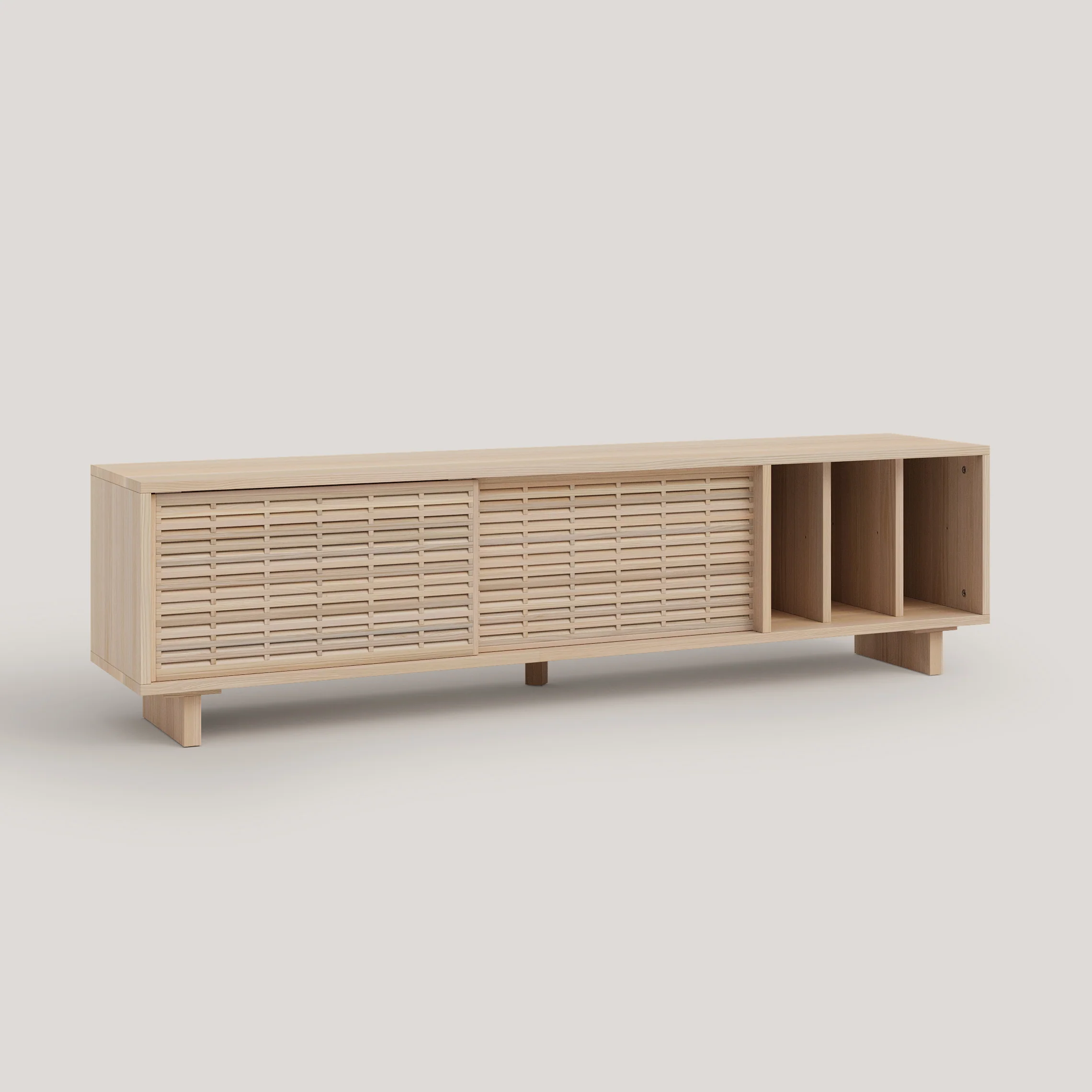 Gavina TV stand of pine with 2 mallorquina doors 170 cm - Image 6