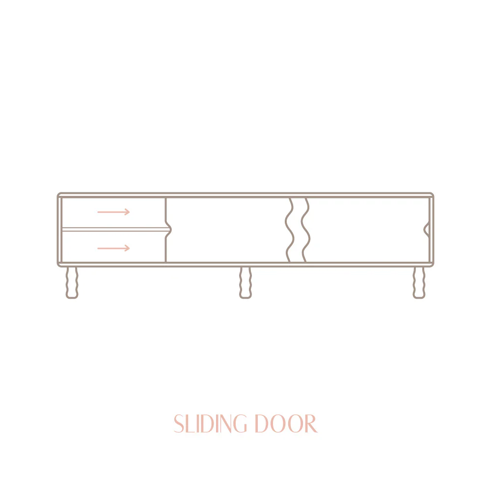 Malaret TV stand in pine wood with 3 doors 180 cm - Image 9