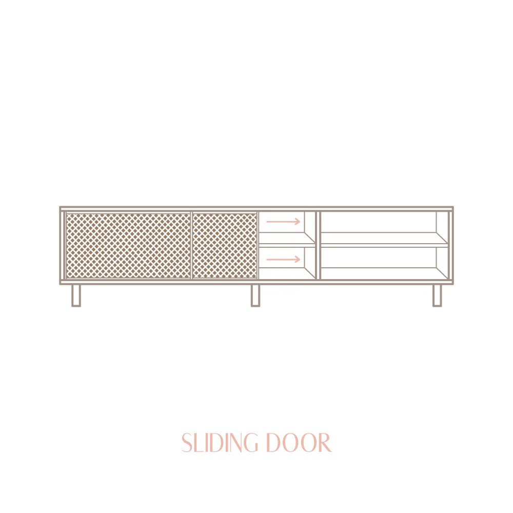 Menorca TV stand of pine with 2 or 3 lattice door 180 cm - Image 13