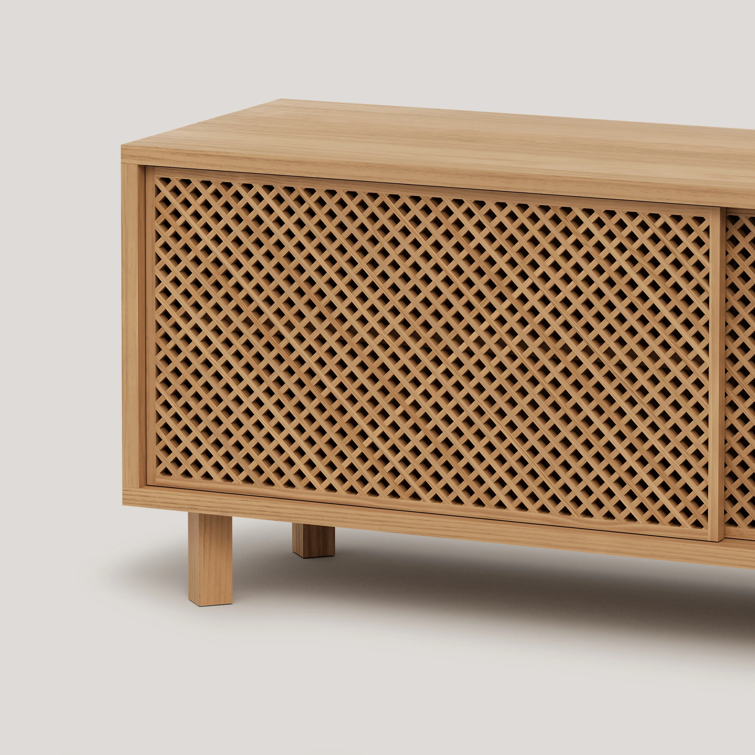 Saura TV stand of pine with 2 lattice doors 170 cm - Image 8