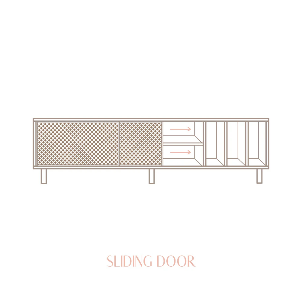 Saura TV stand of pine with 2 lattice doors 170 cm - Image 9