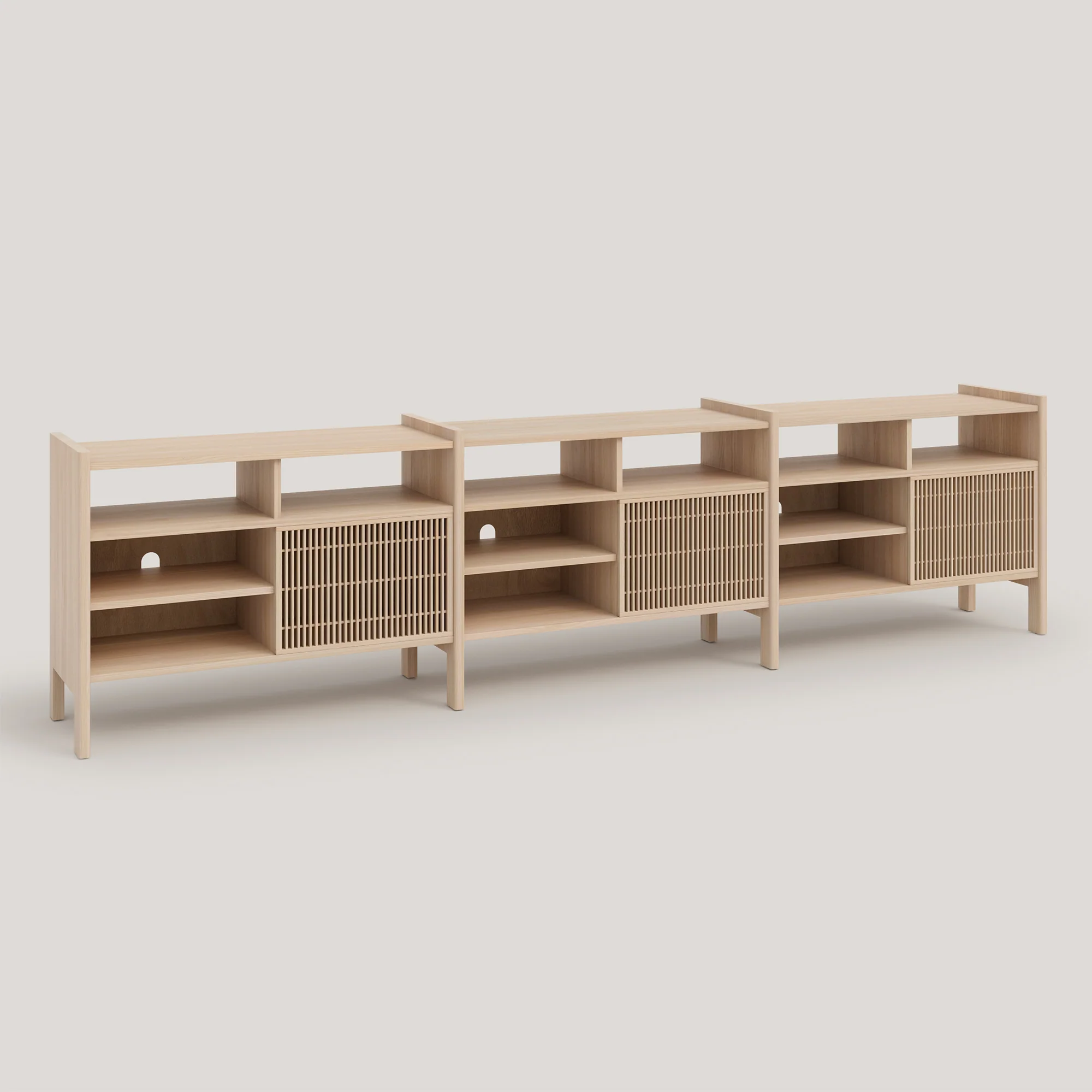Mesquida large sideboard in solid wood for vinyl records 3 doors 301 cm - Image 9