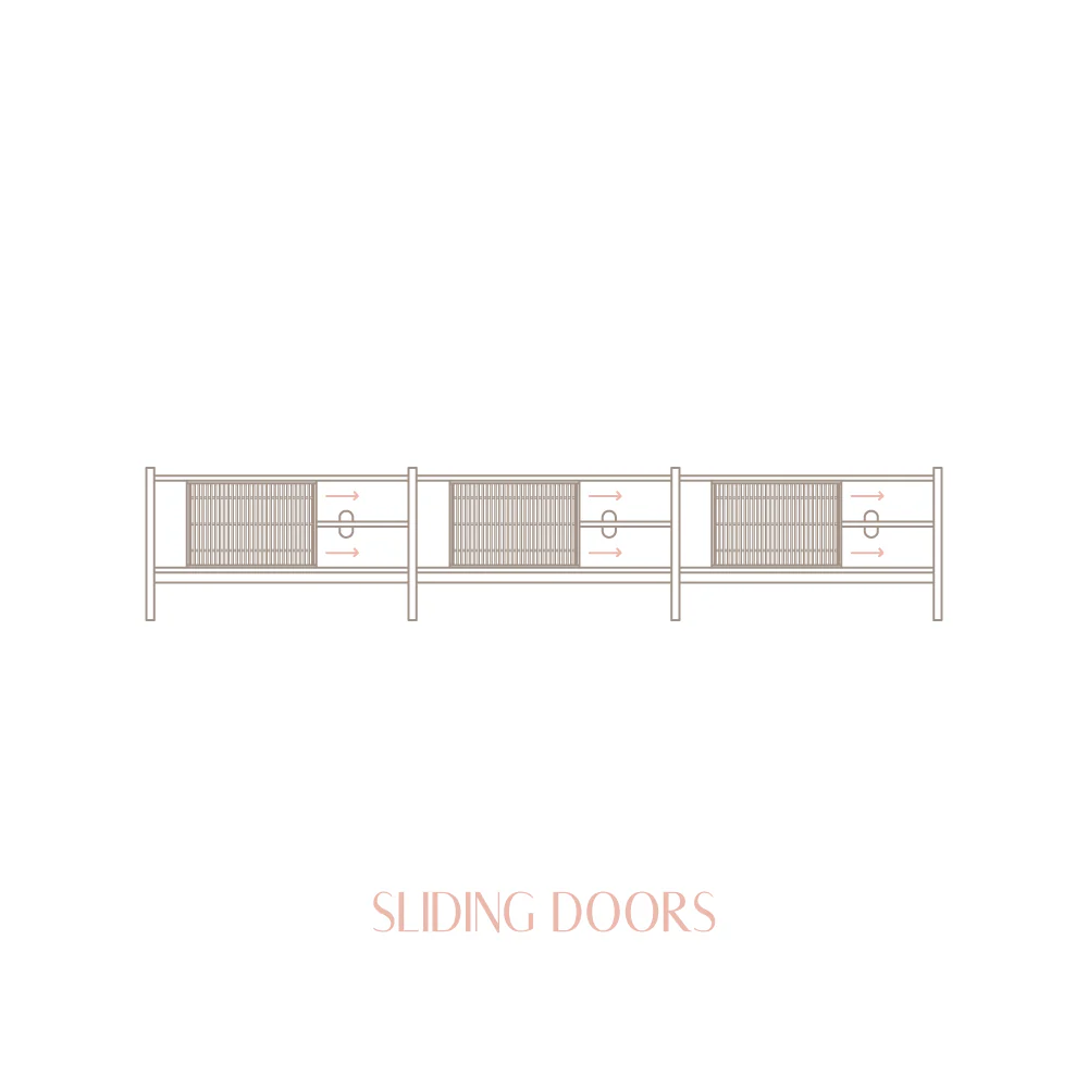 Large Mendia TV furniture in solid wood for vinyl records 3 doors 301 cm - Image 12