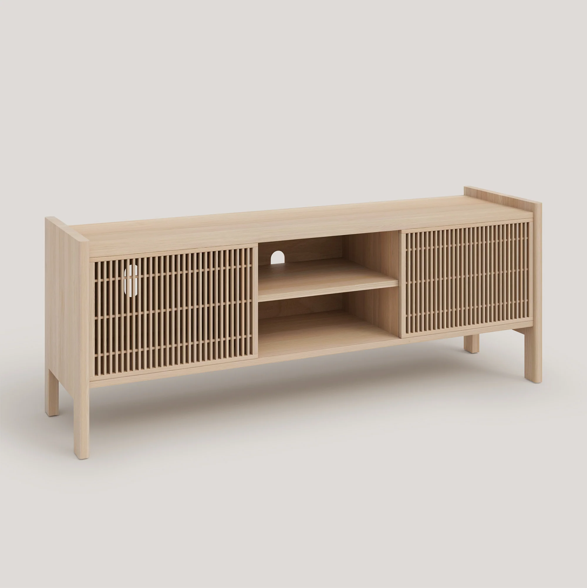 Tarida solid wood TV furniture for vinyl records 1 or 2 doors 151 cm - Image 11
